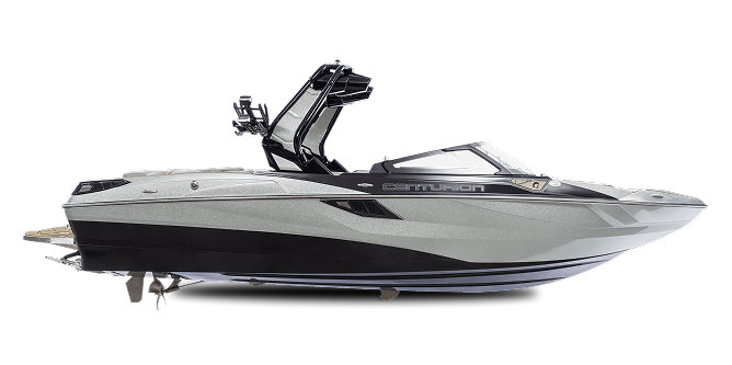 White and black boat on a white background